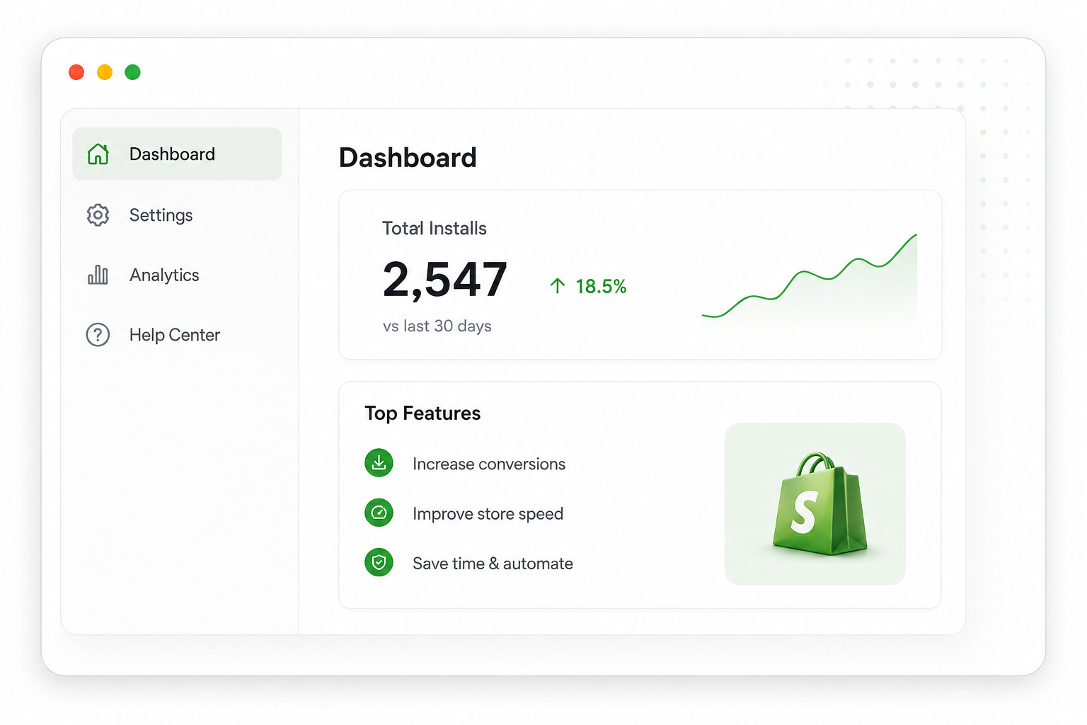 Shopify app analytics dashboard